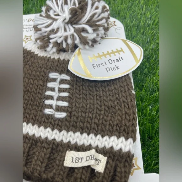 Knitted Football Baby Set, First Draft Pick, 0-12 mos., NWT 🏈 - Picture 2 of 4